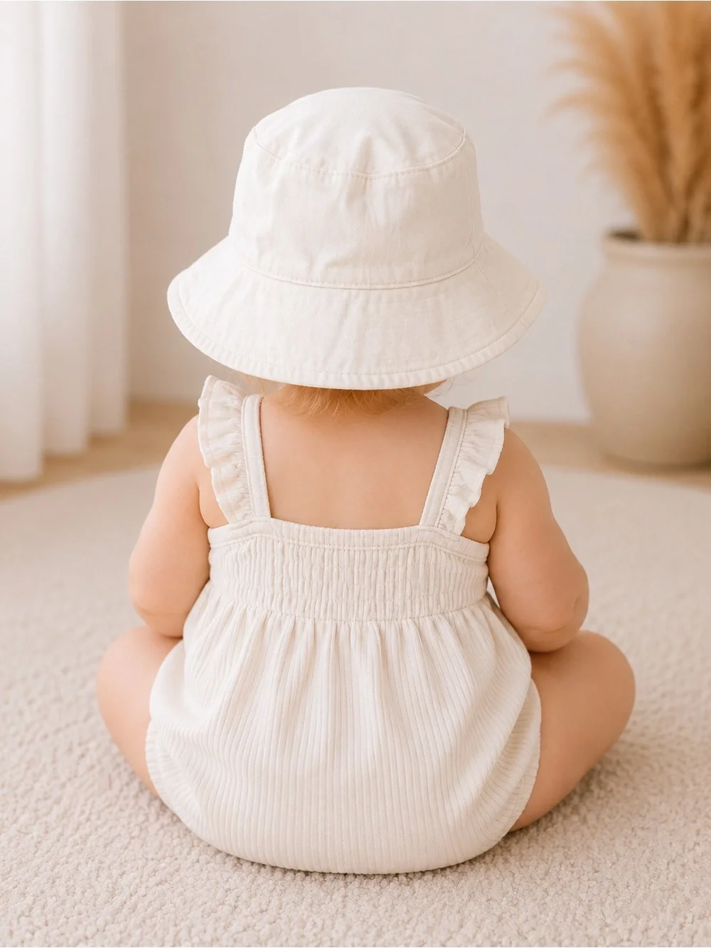 H&M White Cotton Bucket Sun Hat Baby Toddler | Size 18M–2T